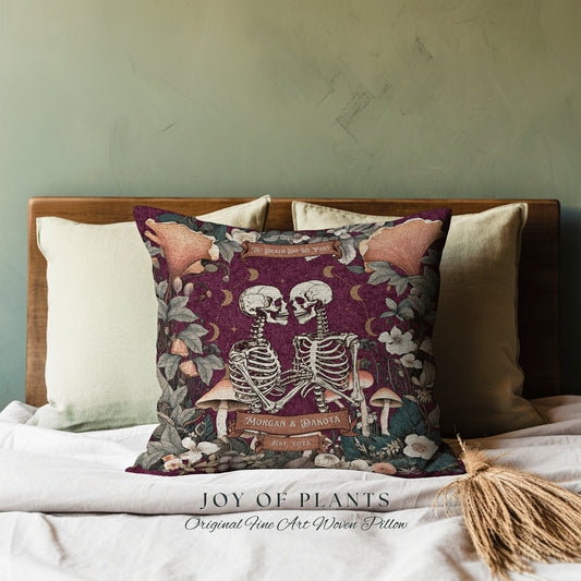 Custom Skeleton Couple Pillow | Dark Academia Decor Custom Anniversary Meaningful Custom Gift for Couple Housewarming Unique Gift for Couple