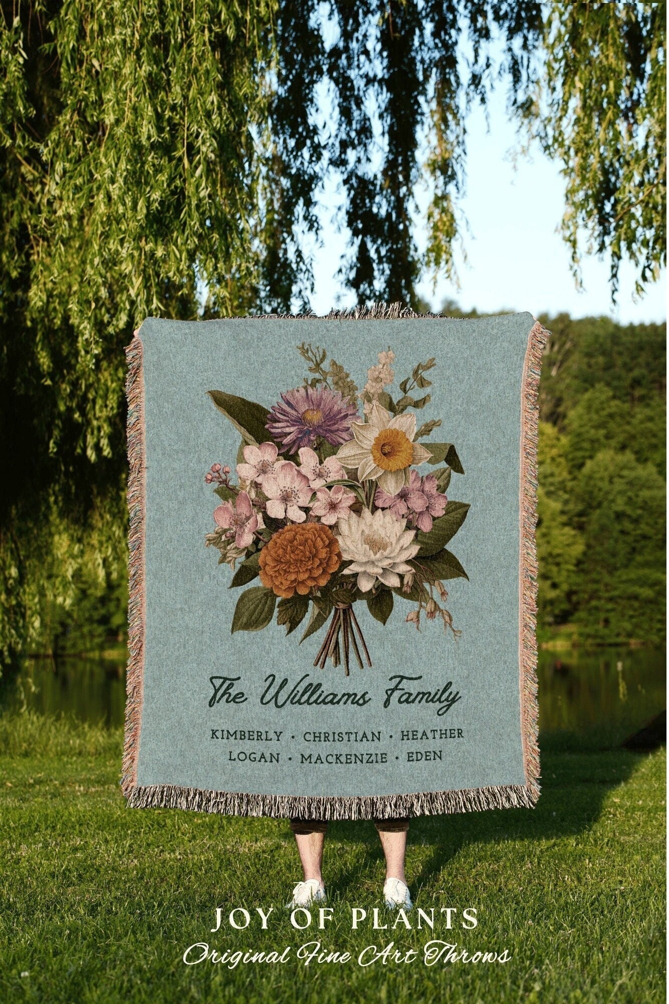 Personalized Family Birth Months Combined Birth Month Bouquet Mimi's Garden Birth Month Flower Custom Personalized Birth Flower Blanket