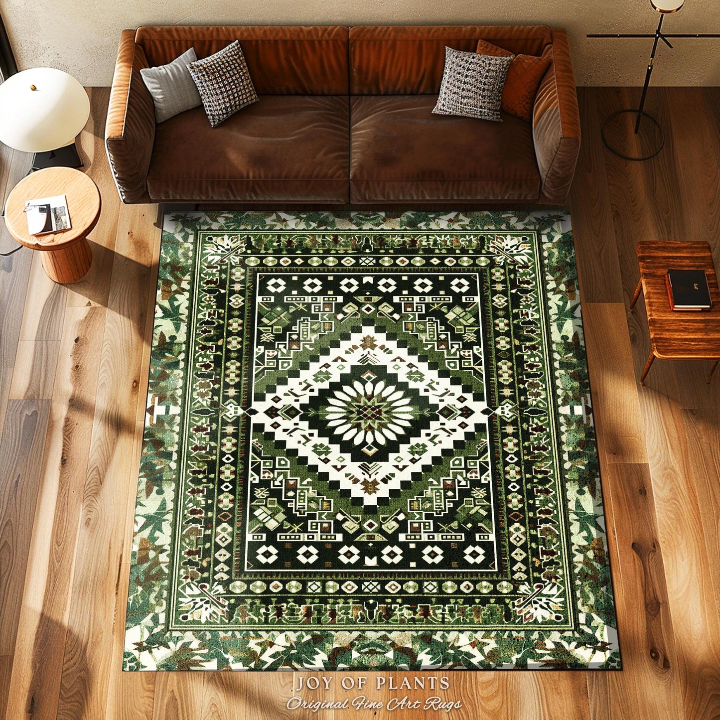 Olive Green Bedroom Rug | Emerald Aesthetic Room Decor Ornate Victorian Floor Rug Scandinavian Bedroom Accent Geometric Rug Nordic Inspired