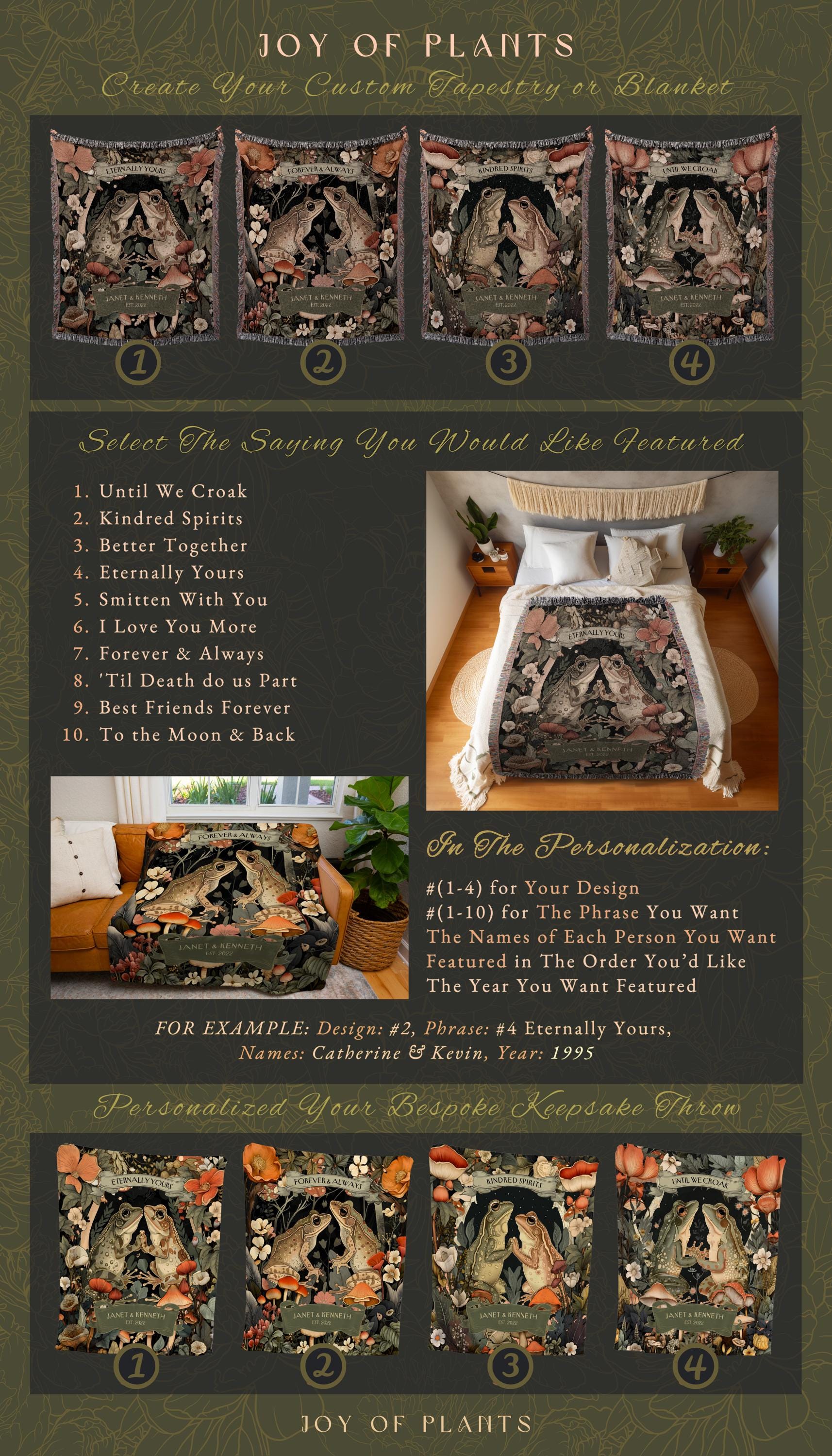 Couple Blanket 'Until we Croak' Personalized Gift | Toad Lovers Aesthetic Woven Throw Blanket Custom Anniversary Woodland Cottagecore Gift |