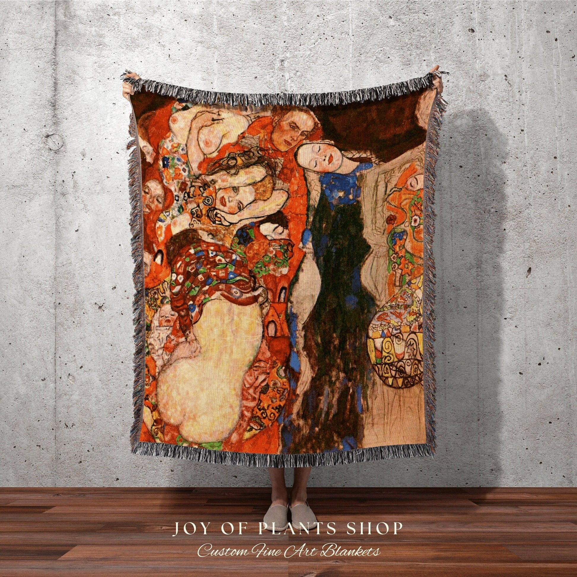 Gustav Klimt 'The Bride' Painting Woven Blanket Fine Art | Gustav Klimt Wall Art Tapestry Blanket Woven | Maximalist Home Decor Eclectic Art