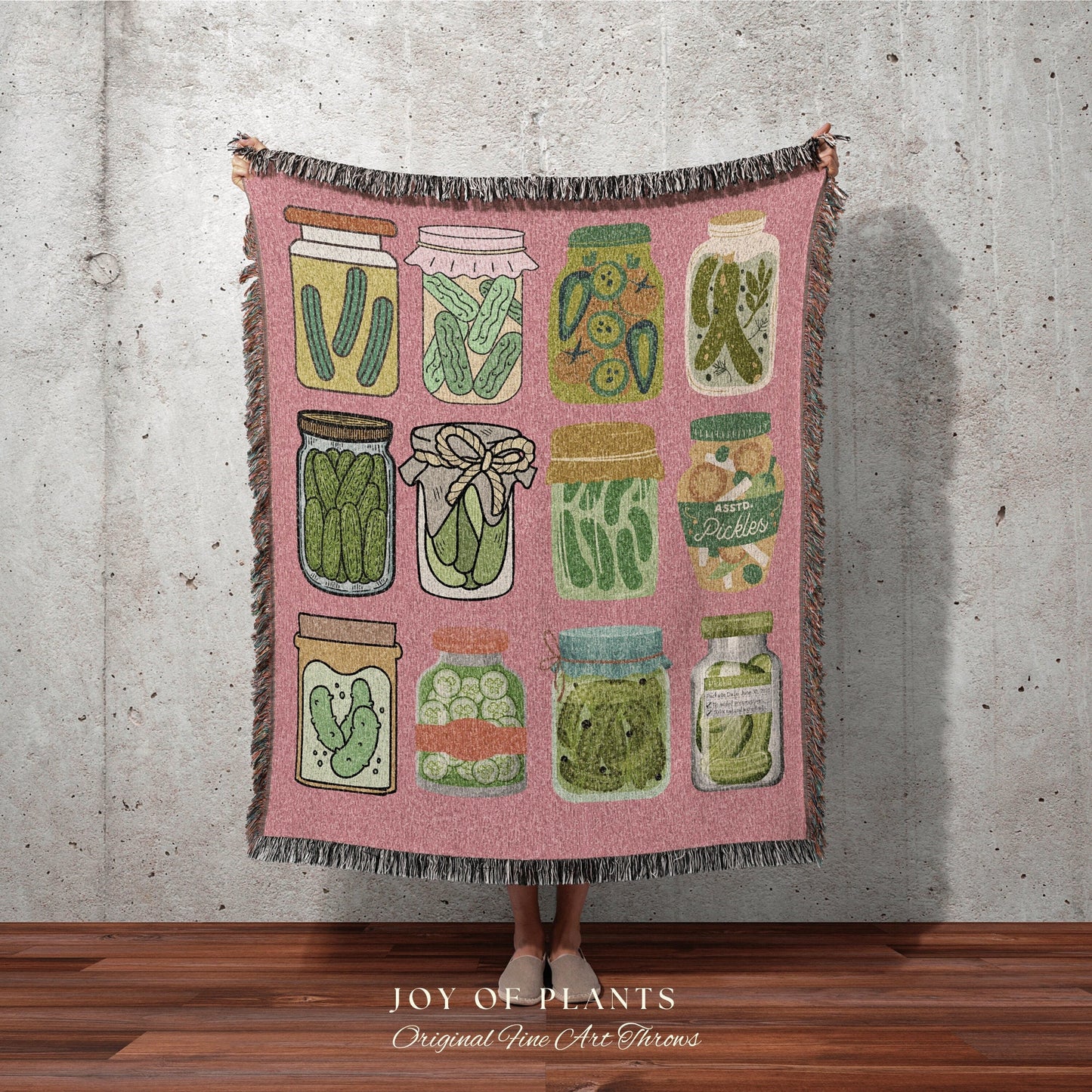 Pickle Jar Blanket Woven Tapestry Pickle Art | Pickle Lover Gift Cute Pickle Tapestry Pop Art Wall Art Pastel Room Decor Eclectic Design |