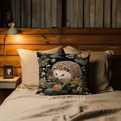 Morris Style Hedgehog Throw Pillow | William Morris Inspired Pillow Vintage Forestcore Throw Pillow Home Decor Custom Morris Style Hedge Hog