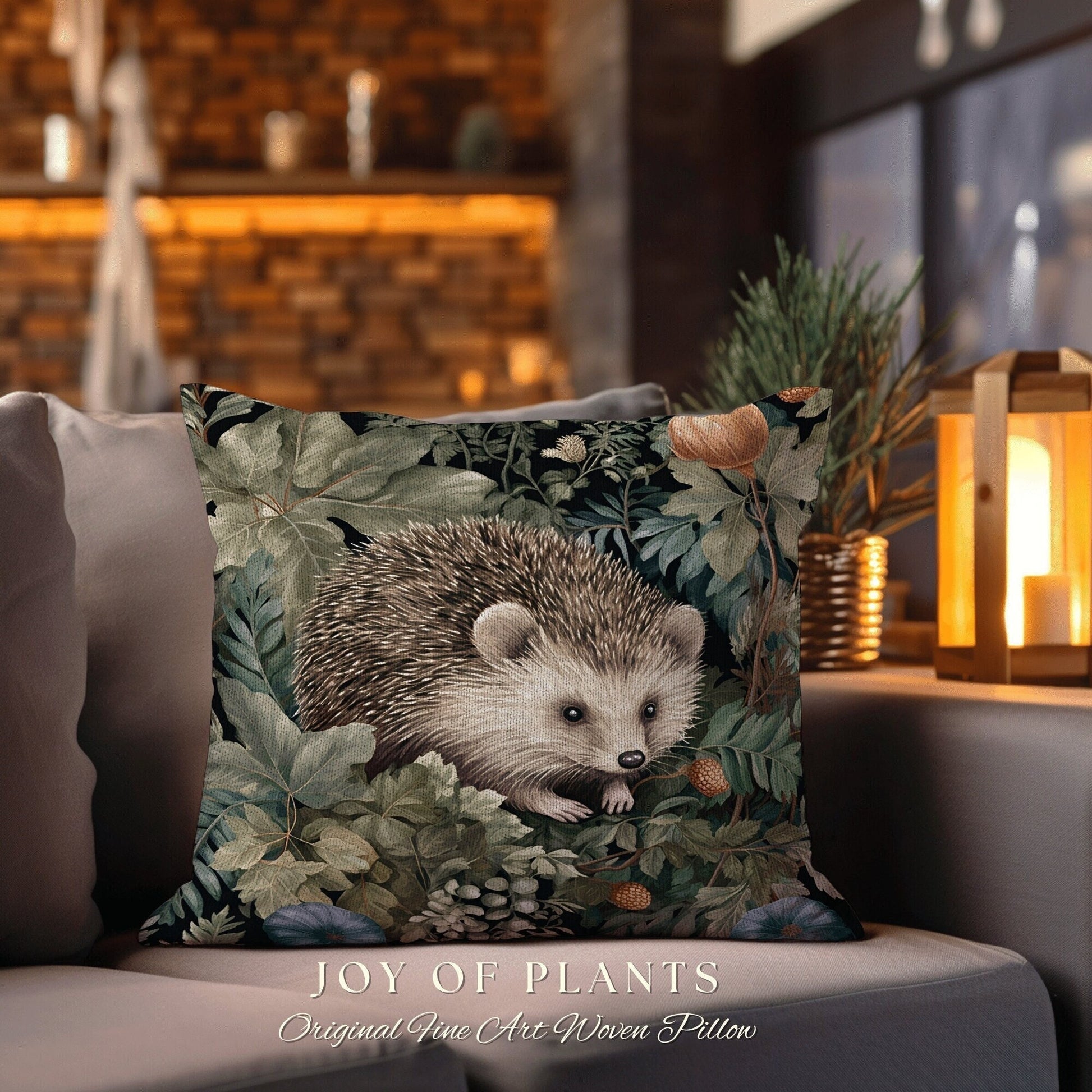 Woven Throw Pillow Morris Hedge Hog | William Morris Inspired Pillow Vintage Medieval Throw Pillow Home Decor Custom Morris Style Hedgehog |