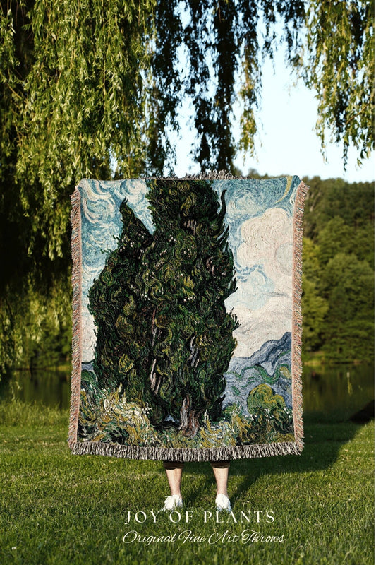 Vincent Van Gogh Woven Throw Blanket | Dark Academia Tapestry Aesthetic | Nature Woven Blanket | Art Teacher Gift | Custom Painting Blanket