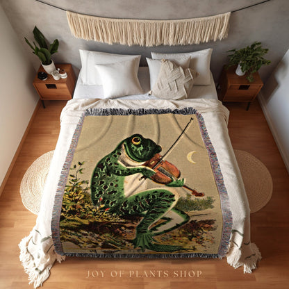 Vintage Toad Tapestry | Funny Tapestry Woven | Art Blanket Woven | Frog Aesthetic Tapestry Cottagecore Decor | Frog and Toad Woven Tapestry