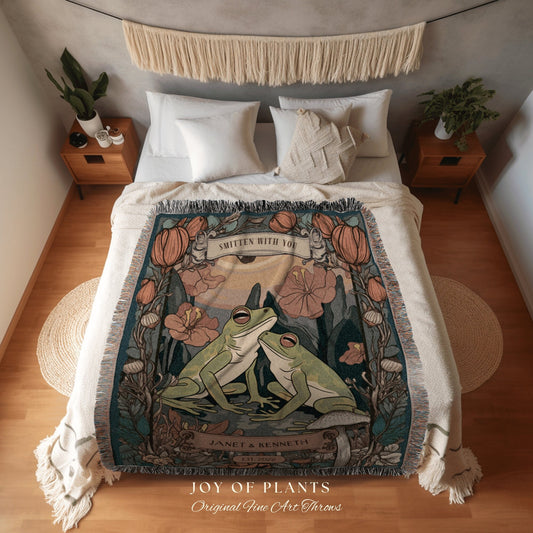 Frog Lovers Tapestry Retro | Until We Croak Blanket Woven Anniversary Custom Name Blanket Frog Funny Tapestry Frog & Toad Vintage Room Decor