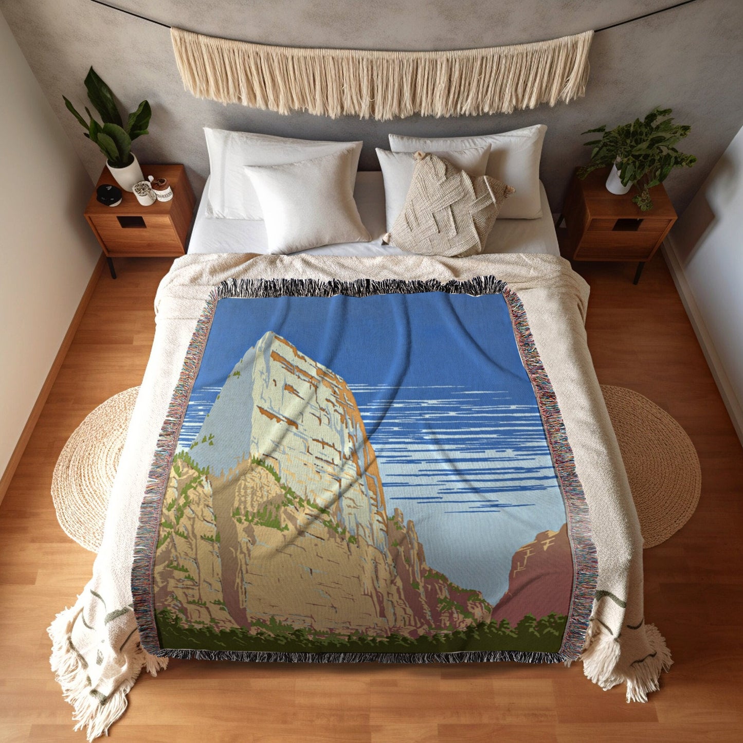 Zion National Park Poster Blanket Woven | Tapestry as National Park Poster | Vintage Travel Poster | Retro Travel Poster Zion National Park