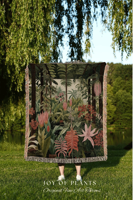 Tropical Wildflower Blanket Woven | Nature Blanket Tapestry Botanical Fairy Grunge Room Decor Fairycore Floral Cottagecore Blanket Botanical