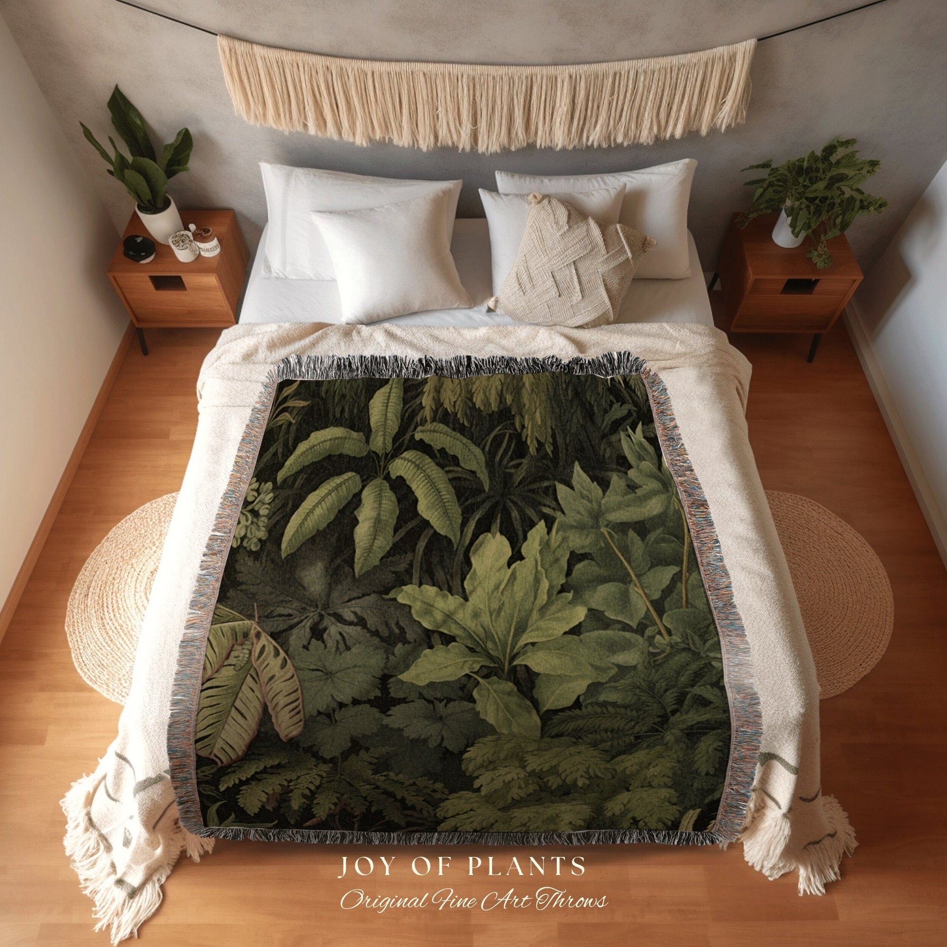 Greenery Throw Blanket Botanical | Nature Inspired Blanket Woven Tapestry Botanical Fairy Grunge Room Decor Fairycore Art Cottagecore Throw