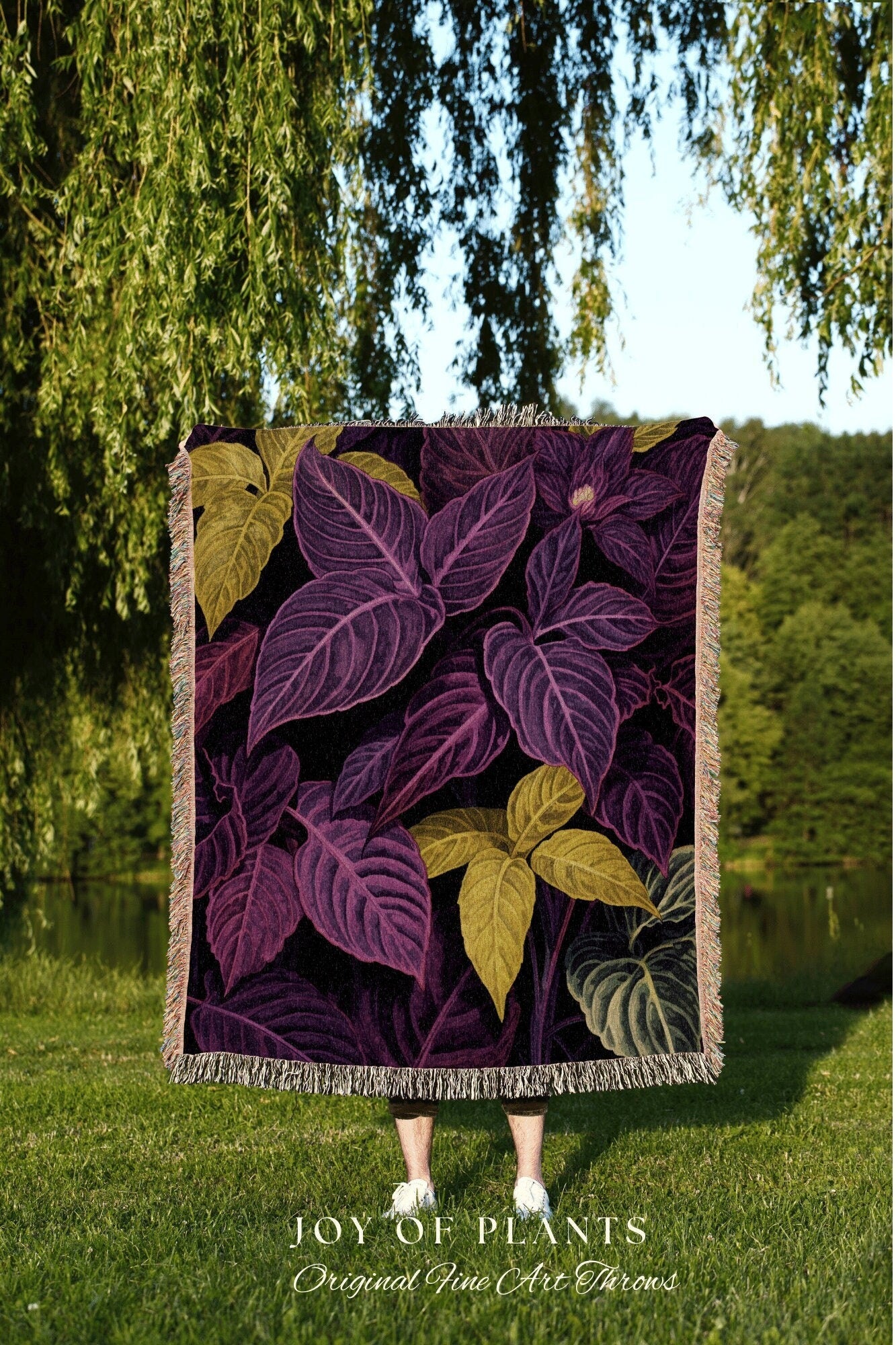 Dark Botanical Plant Tapestry | Purple Houseplant Decor Blanket Tapestry Botanical Minimalist Room Decor Dark Fairycore Floral Gothic Throw