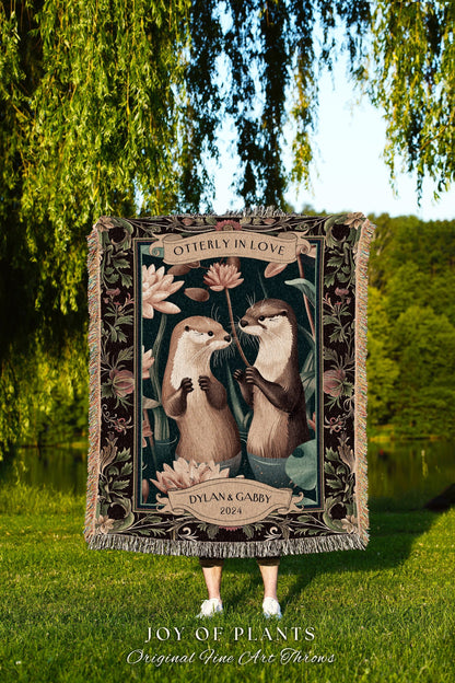 Otterly in Love Anniversary Throw Blanket | Sentimental Anniversary 'Significant Otters' Custom Established Date Gift You're my Otter Half |