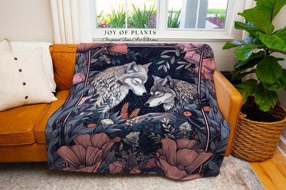Amethyst Purple Forest Spirit Blanket | Ethereal Woodland Magical Wolf Woven Wall Tapestry Gift for Wolf Lover Ethereal Woods Maximalist |