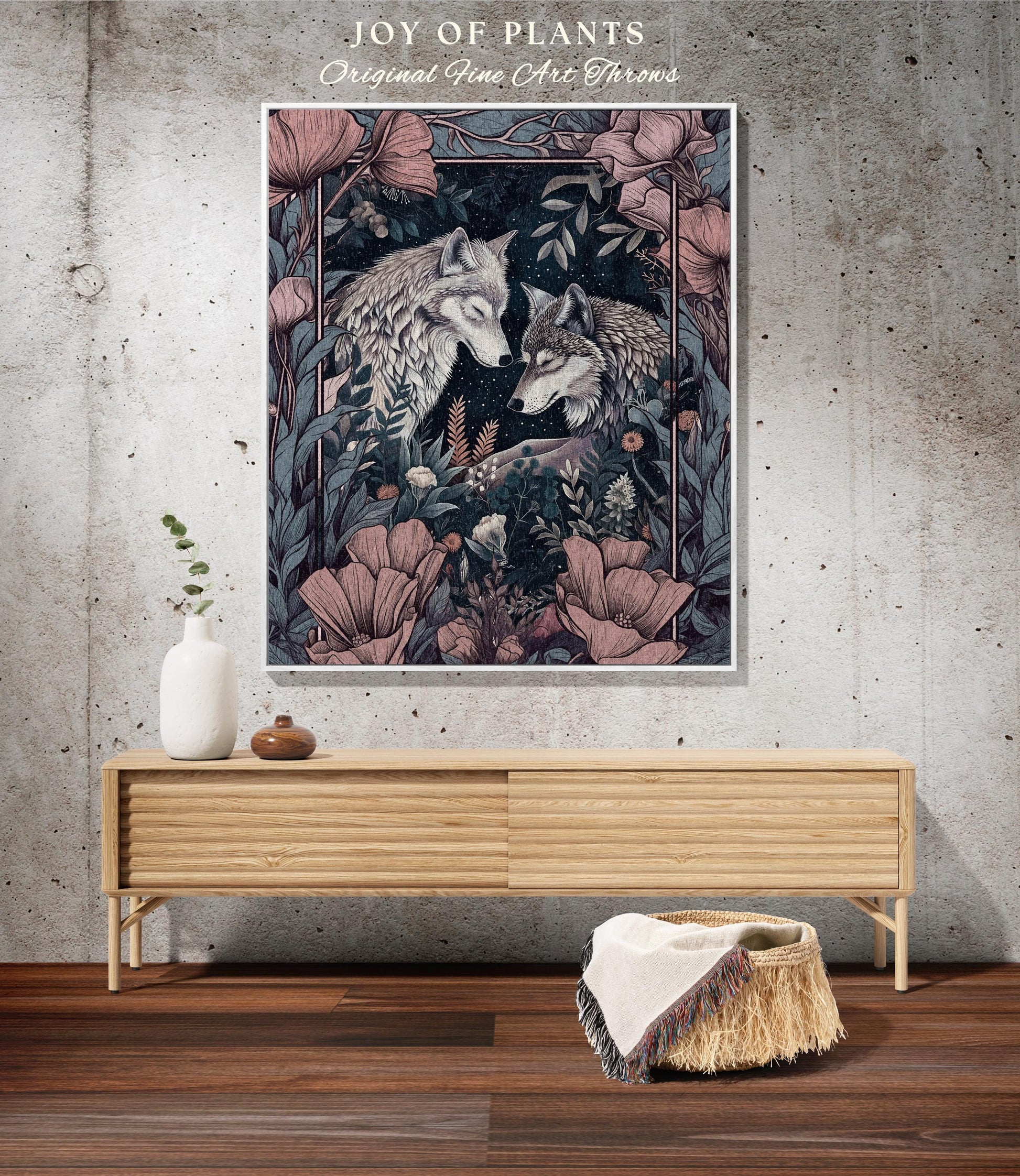 Amethyst Purple Forest Spirit Blanket | Ethereal Woodland Magical Wolf Woven Wall Tapestry Gift for Wolf Lover Ethereal Woods Maximalist |