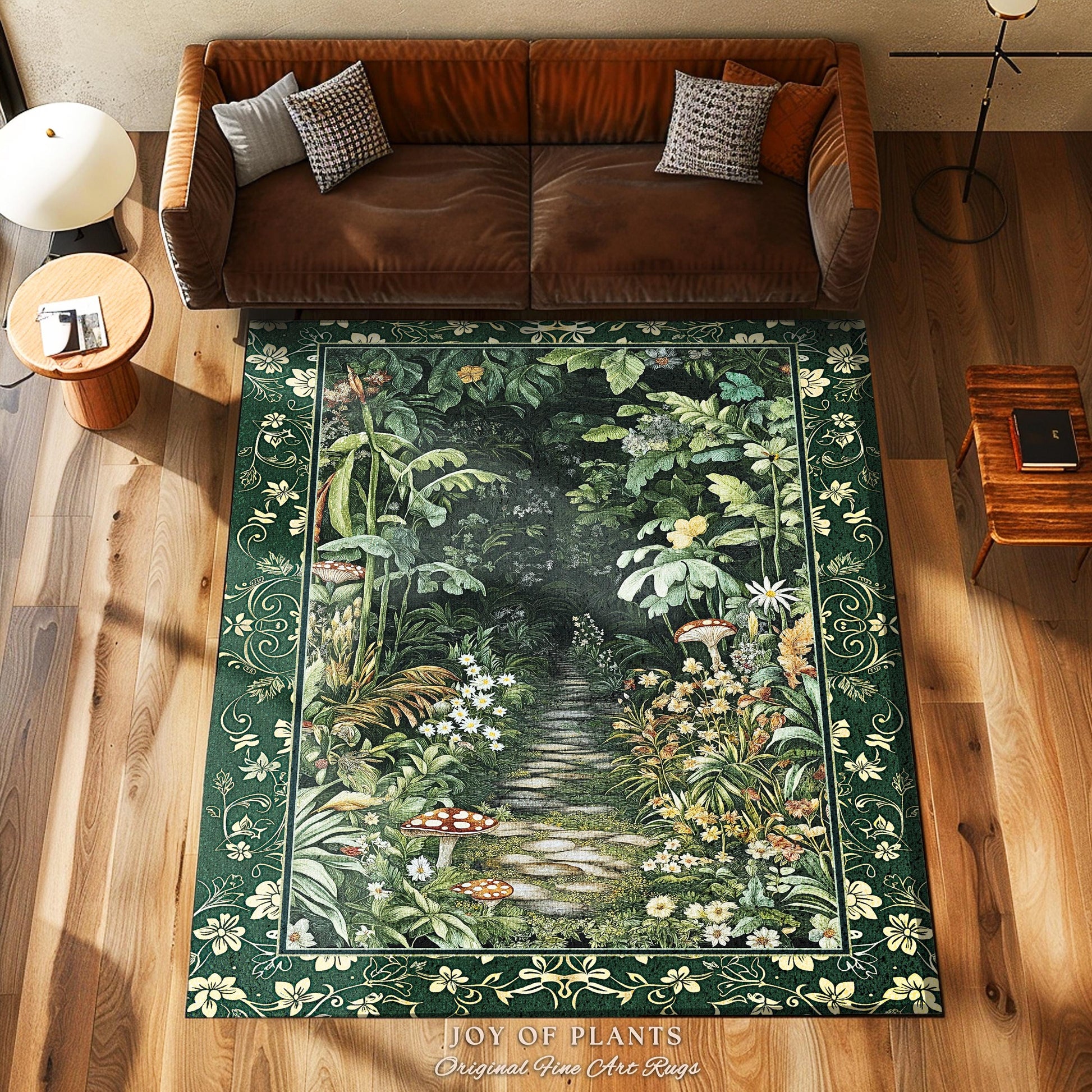 Soft Green Woodland Area Rug for Bedroom | Fairycore Woodland Nature Lover Book Nook Cozy Earthy Bedroom Decor Jungle Whimsical Aesthetic |