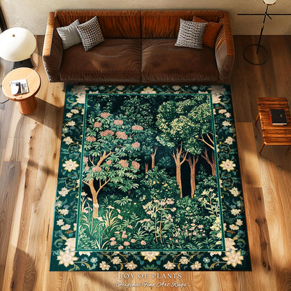 Dark Woodland Whimsical Forest Rug | Whimsigothic Folklore Inspired Room Decor Ethereal Aesthetic Area Rug Fairycore Bedroom Dark Academia |