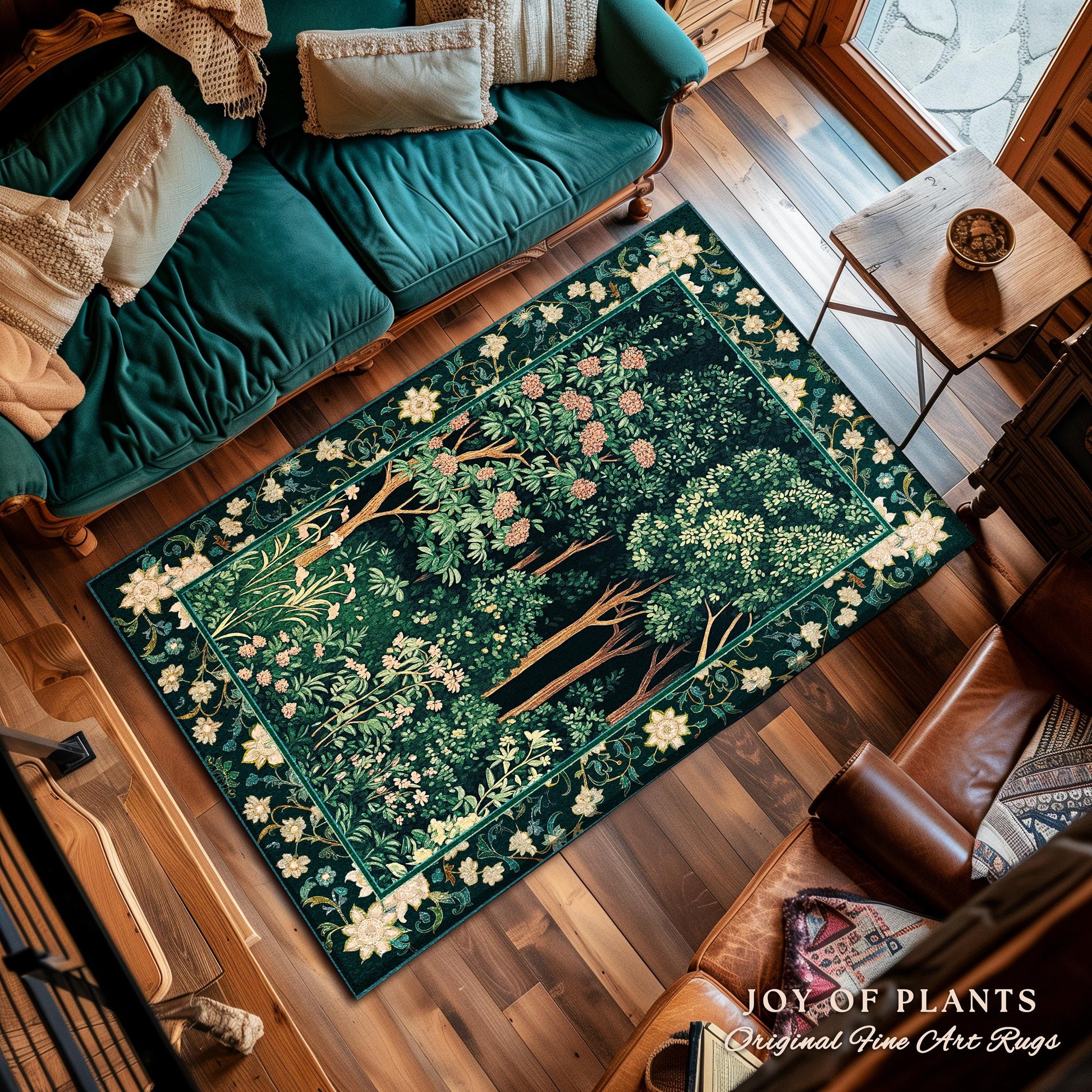 Dark Woodland Whimsical Forest Rug | Whimsigothic Folklore Inspired Room Decor Ethereal Aesthetic Area Rug Fairycore Bedroom Dark Academia |