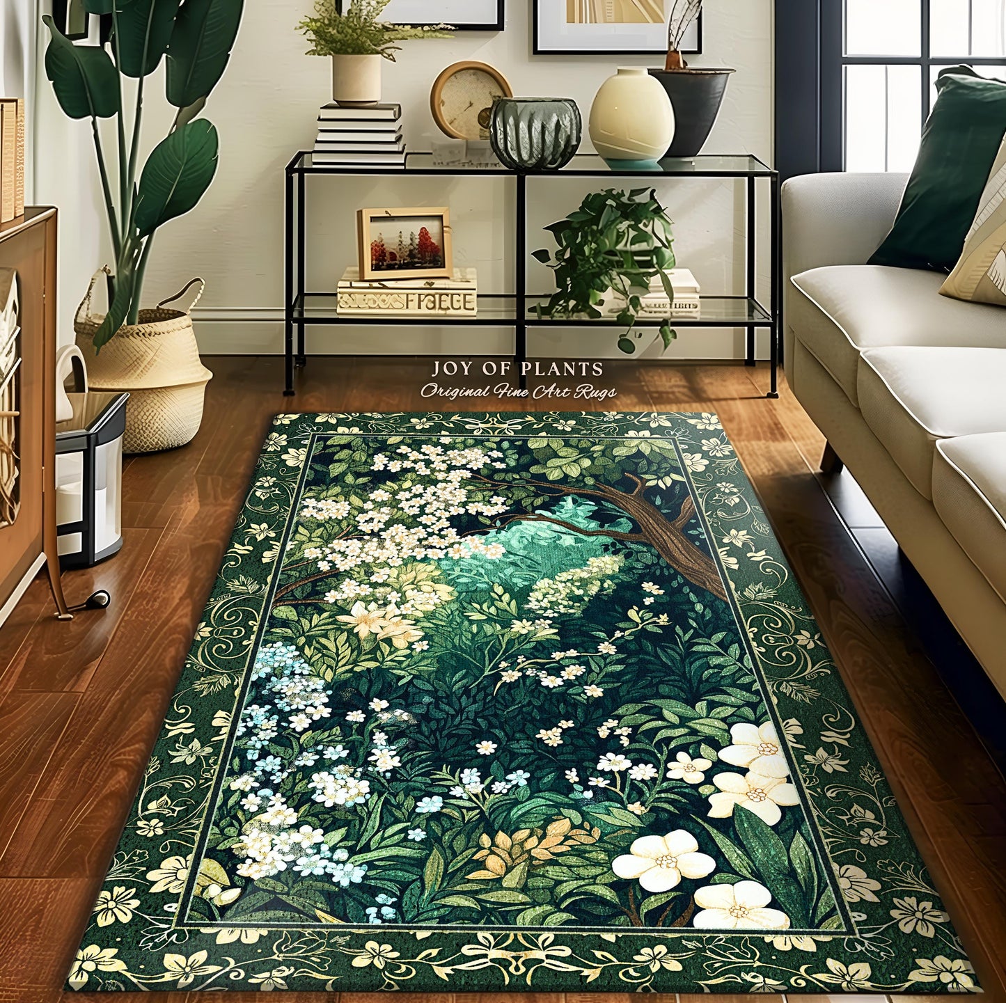 Botanical Aesthetic Forest Accent Rug | Dark Cottagecore Folklore Inspired Room Decor Ethereal Aesthetic Area Rug Fairycore Bedroom Mystical