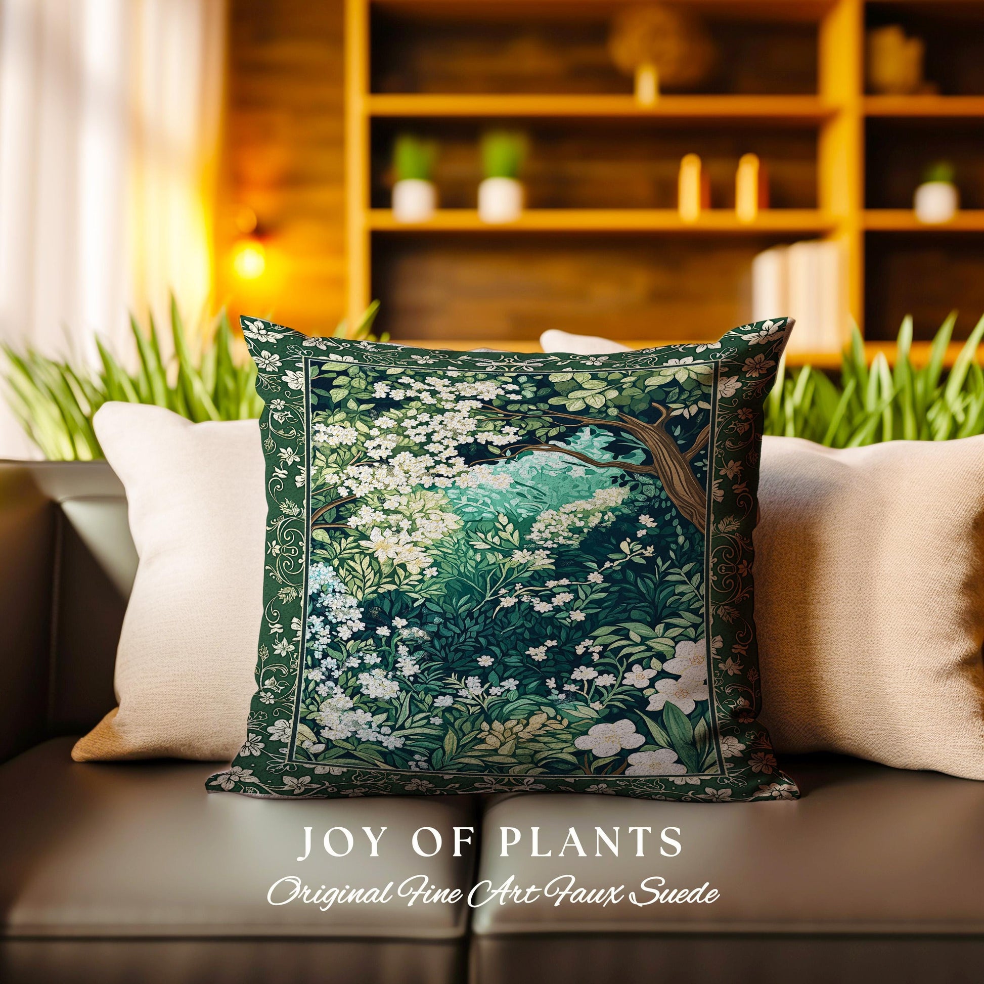 Botanical Aesthetic Forest Tapestry Throw Pillow Dark Cottagecore Folklore Inspired Decor | Ethereal Aesthetic Fairycore Mystical Woodland