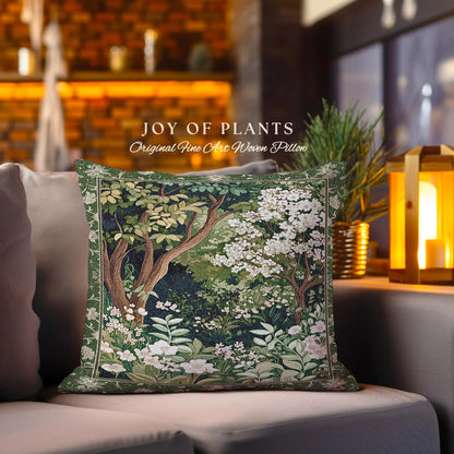 Wildflower Meadow Botanical Tapestry Pillow Fairy Inspired Bedroom Cottagecore Folklore Decor Ethereal Aesthetic Bohemian Fairycore Cushion