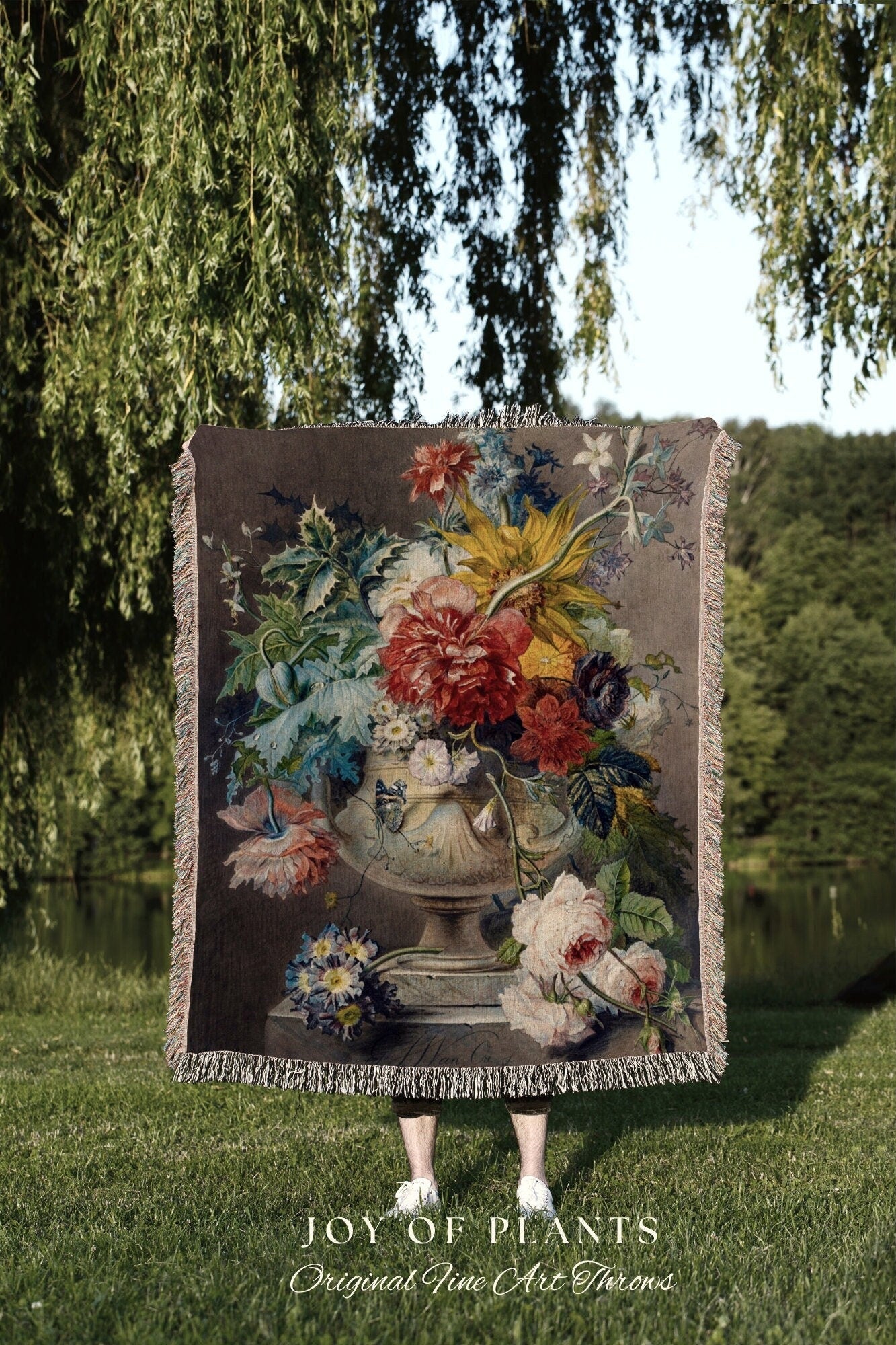 Dark Academia Woven Blanket | Victorian Gothic Tapestry Floral Woven Throw Blanket | Victorian Goth Decor Woven Tapestry Vintage Aesthetic |