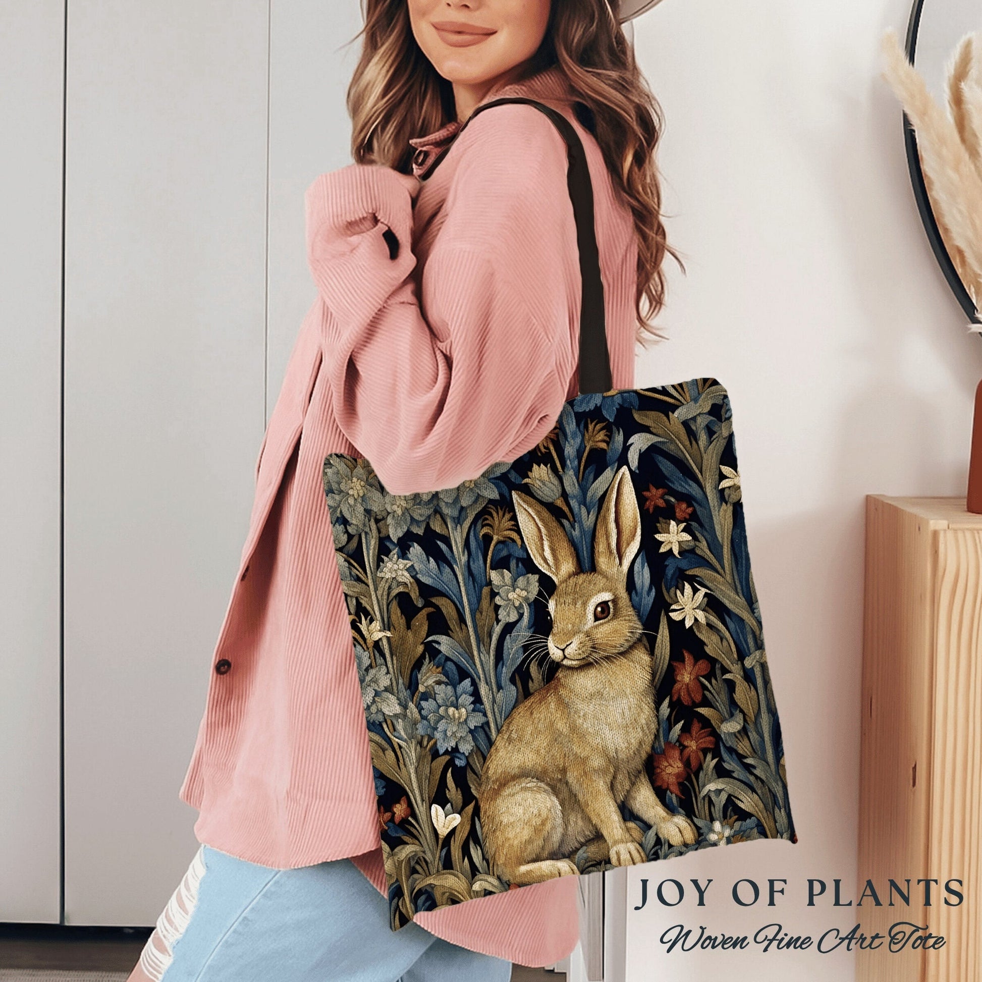 Maximalist Rabbit Tote Bag | Whimsical Nature Inspired Satchel Forestcore Tapestry Bag Cottagecore Rabbit Themed Fairycore Spring Fashion