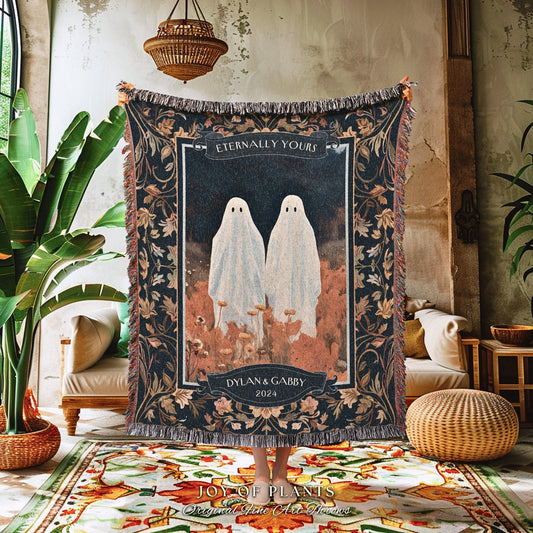 Autumn Ghost Friends Custom Woven Tapestry | Cottagecore Custom Friendiversary Gift Kindred Spirits Ghost Lover Tapestry 'You're my Boo' |