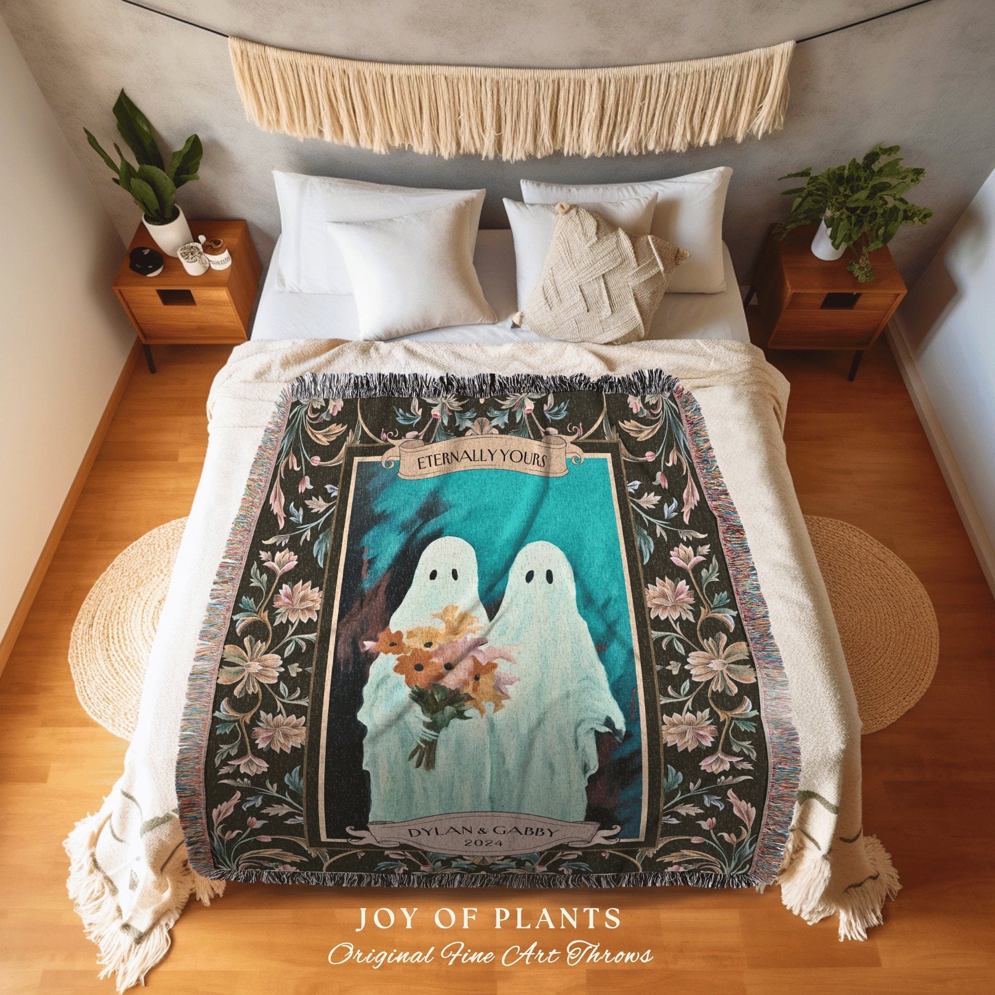 Engagement Blanket Personalized Couple Blanket | Ethereal Anniversary Gift Custom Kindred Spirits His and Hers Ghost Couple Tapestry Woven |