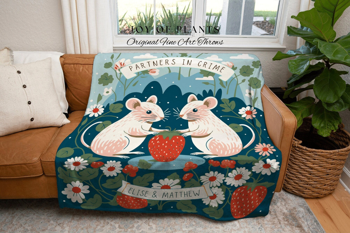 Partners in Crime Blanket | Best Friend Gift Custom Name Tapestry Rat Blanket Woven Tapestry Personalized Gift For Best Friend Meaningful |