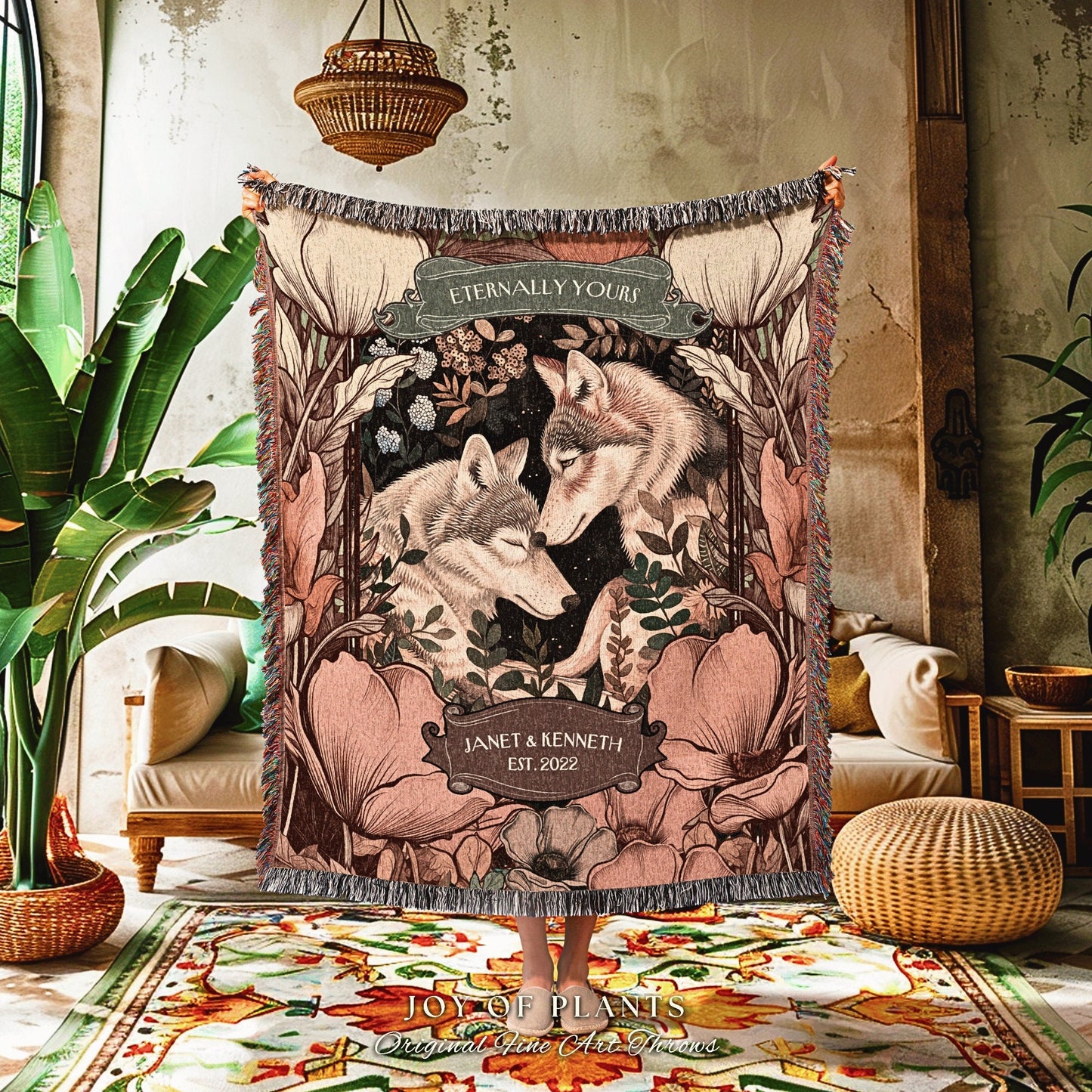 Romantic Relationship Blanket Custom | Outdoorsy Anniversary Gift Custom Woodland Blanket Ethereal Personalized Wedding Unique Couple Gift |