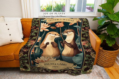 Otterly in Love Anniversary Throw Blanket | Sentimental Anniversary 'Significant Otters' Custom Established Date Gift You're my Otter Half |