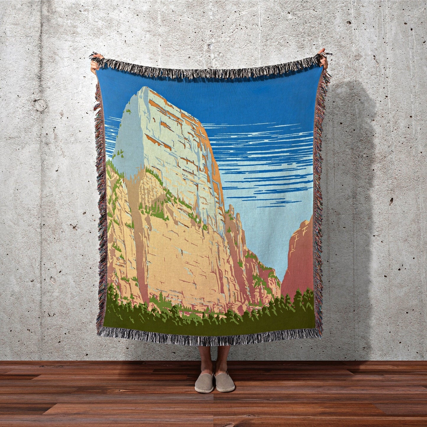 Zion National Park Poster Blanket Woven | Tapestry as National Park Poster | Vintage Travel Poster | Retro Travel Poster Zion National Park