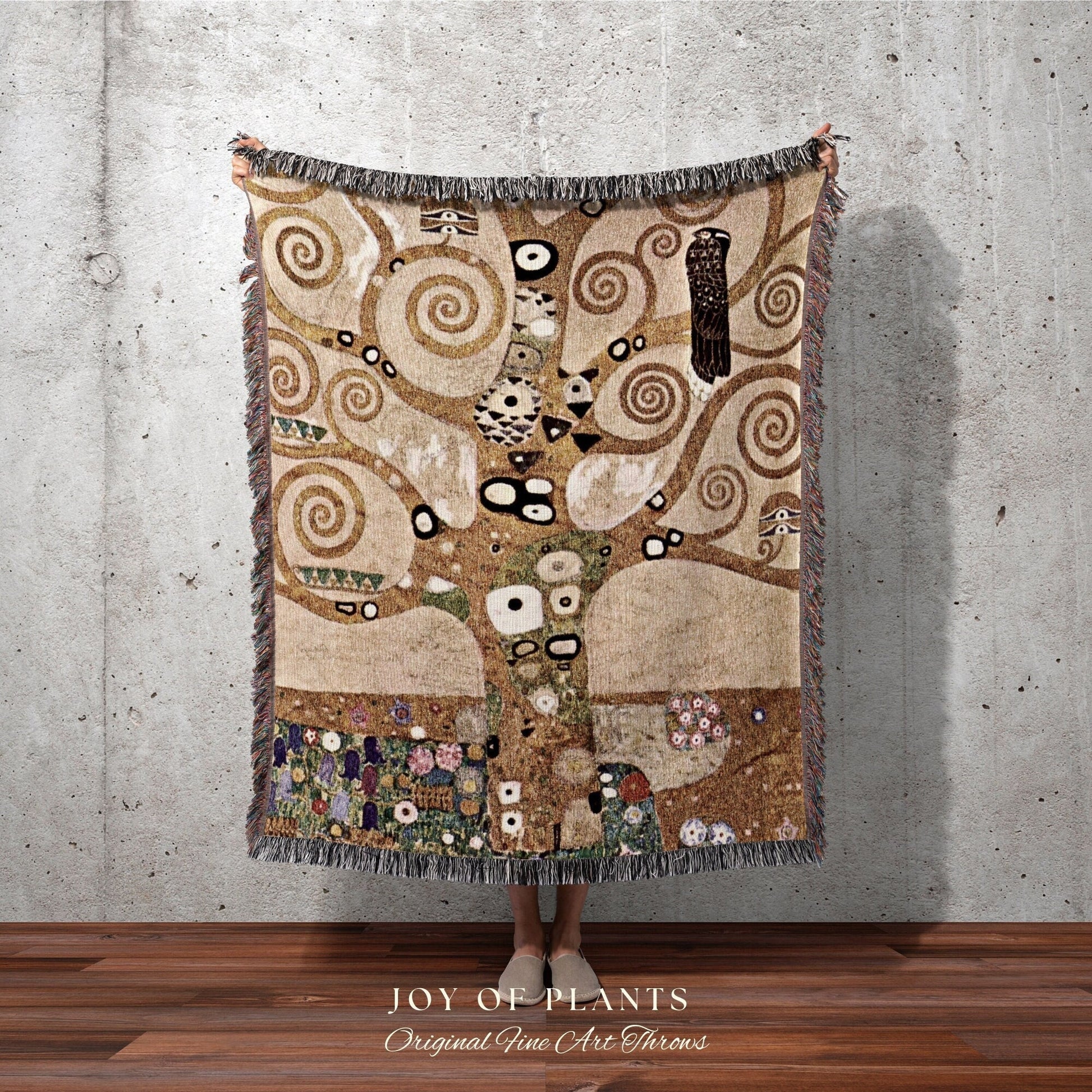 Tree of Life Painting Woven Blanket Fine Art | Gustav Klimt Wall Art Tapestry Blanket Woven | Maximalist Home Decor Eclectic Tapestry Famous