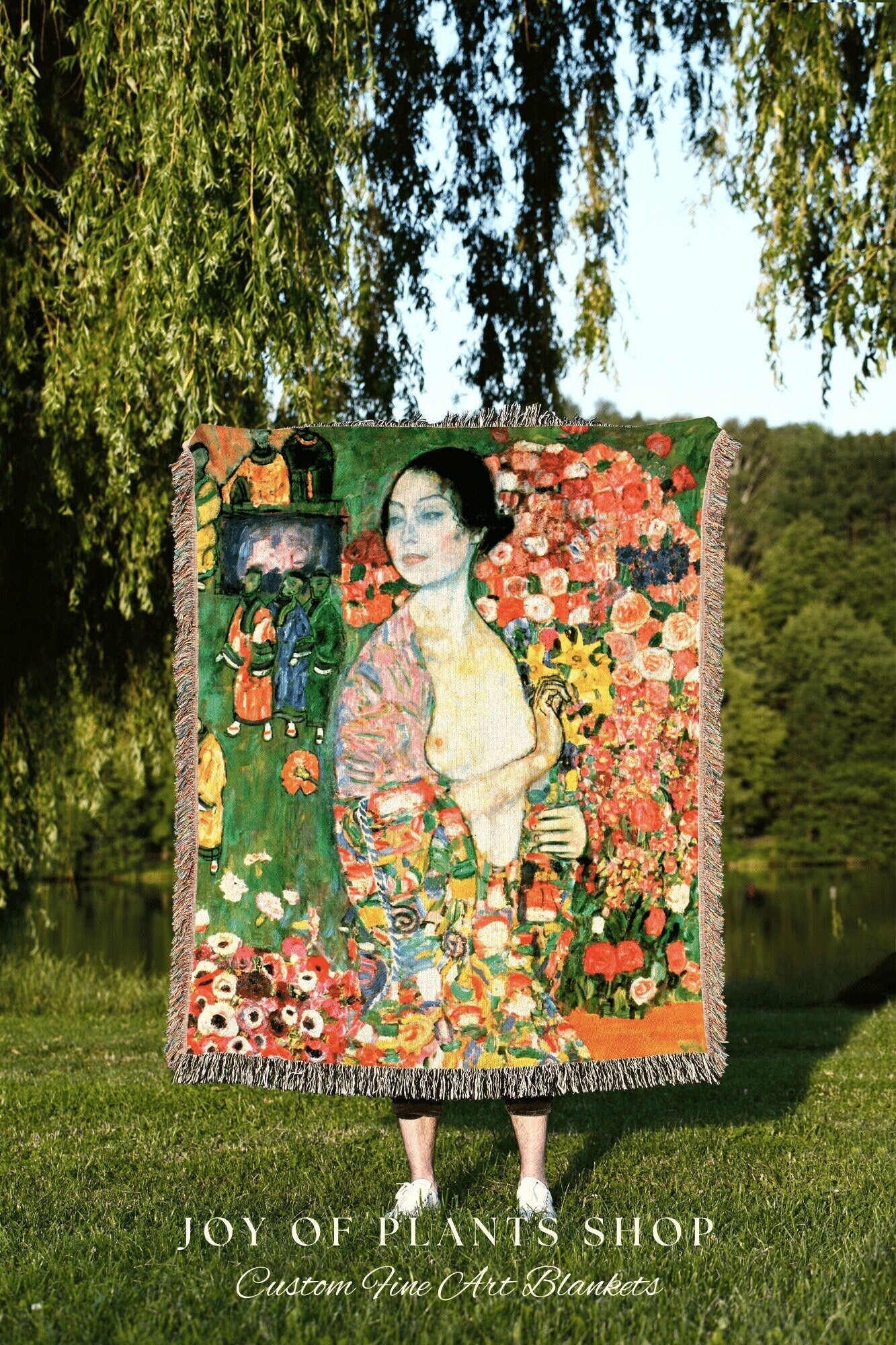 Gustav Klimt 'The Dancer' Painting Tapestry Woven | Gustav Klimt Wall Art Painting Fine Art Blanket Woven Throw | Famous Artwork Blanket |