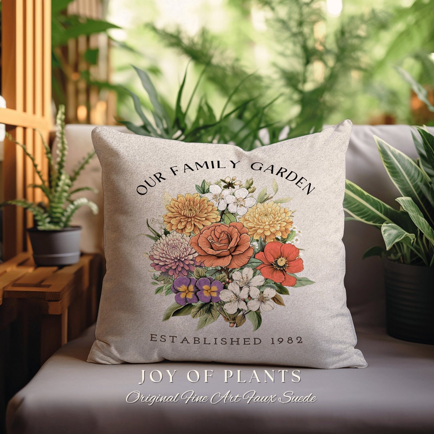 Grandma Garden Bouquet Pillow | Custom Birth Month Flower Bouquet for Mom and Grandma Garden Birthflower Pillow Personalized Bouquet Flowers