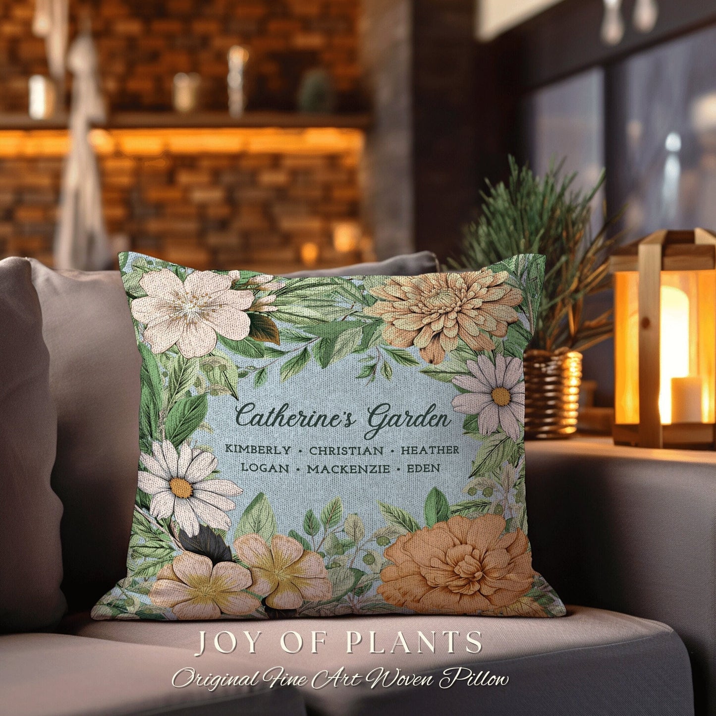 Birth Month Flower Garden Pillow | Custom Birth Month Flower Bouquet for Mom and Mimi's Garden Custom Birthflower Pillow Personalized Pillow