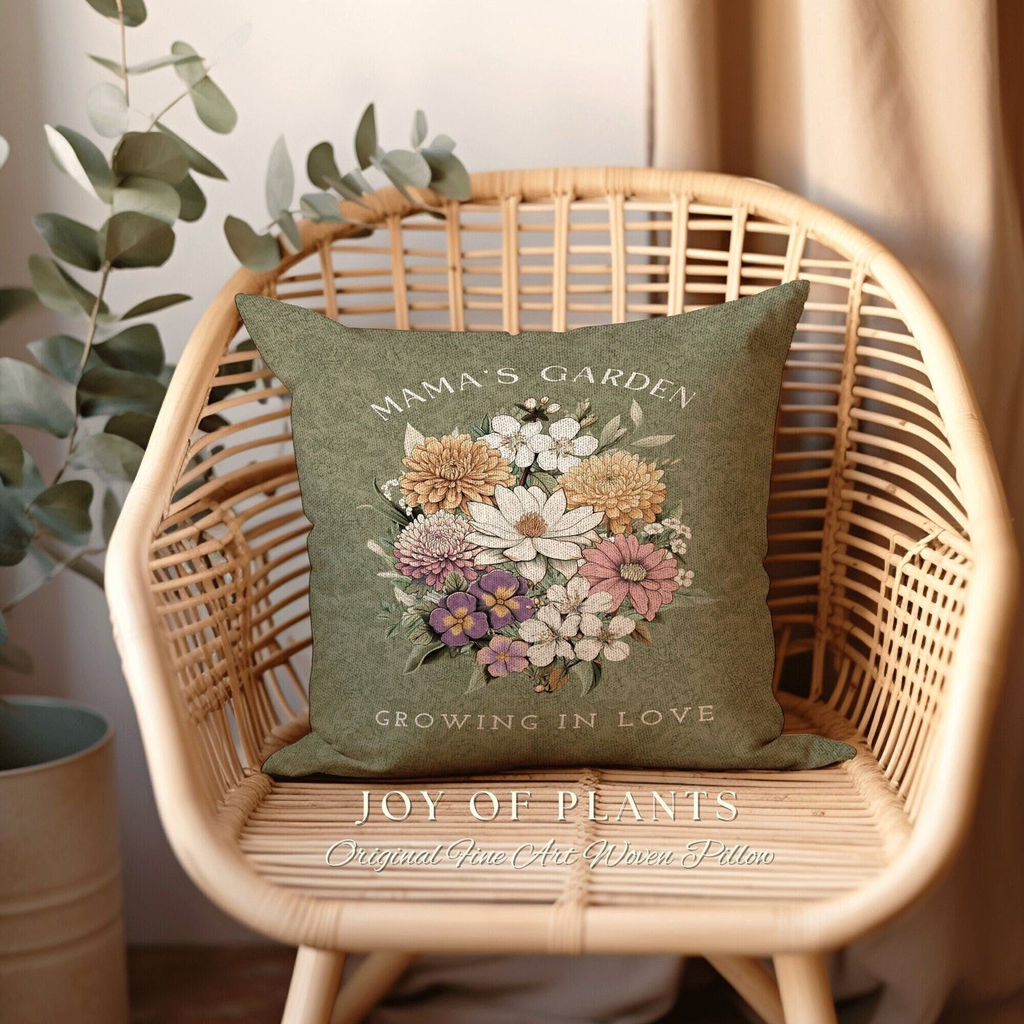 Mom's Garden Birth Flower Pillow | Custom Birth Month Flower Bouquet for Mom and Grandma Garden Birthflower Pillow Personalized Bouquet Gift