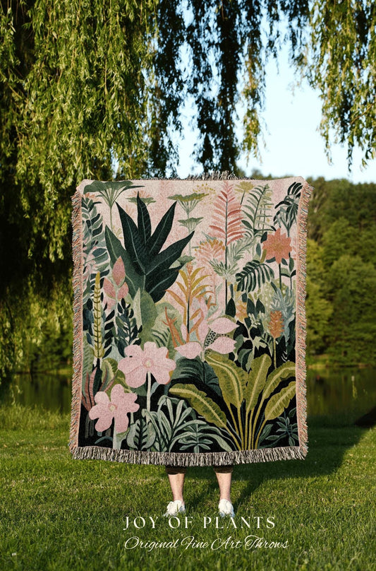 Vintage Tropical Decor Blanket | Nature Blanket Tapestry Botanical Fairy Grunge Room Decor Fairycore Floral Cottagecore Blanket Botanical |