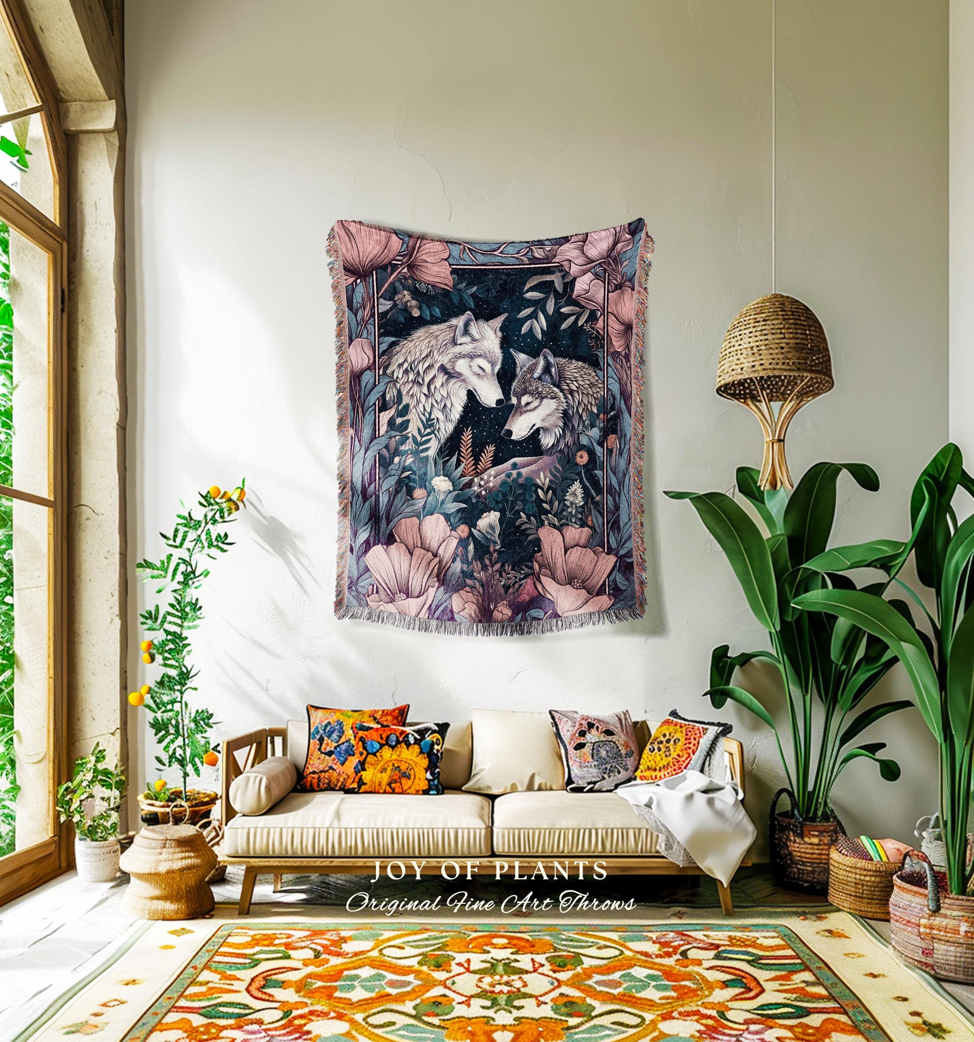 Amethyst Purple Forest Spirit Blanket | Ethereal Woodland Magical Wolf Woven Wall Tapestry Gift for Wolf Lover Ethereal Woods Maximalist |