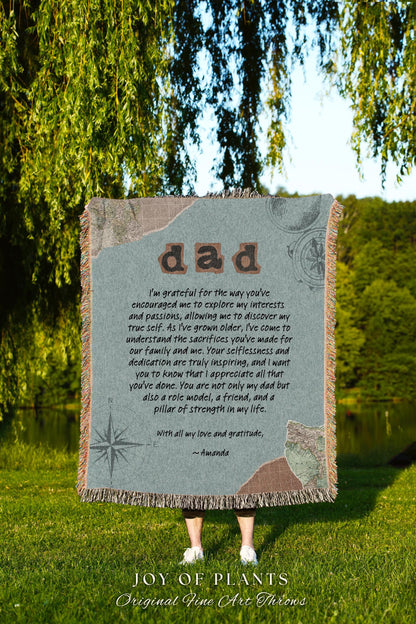 Meaningful Dad Blanket Custom Letter | Father's Day Personalized Handwriting Woven Throw Thoughtful Dad Custom Sentimental Gift for Grandpa