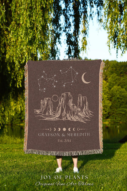 Cozy Couple Constellation Throw | Western Aesthetic Personalized Large Blanket Sentimental His & Hers Desert Aesthetic Zodiac Sign Couple