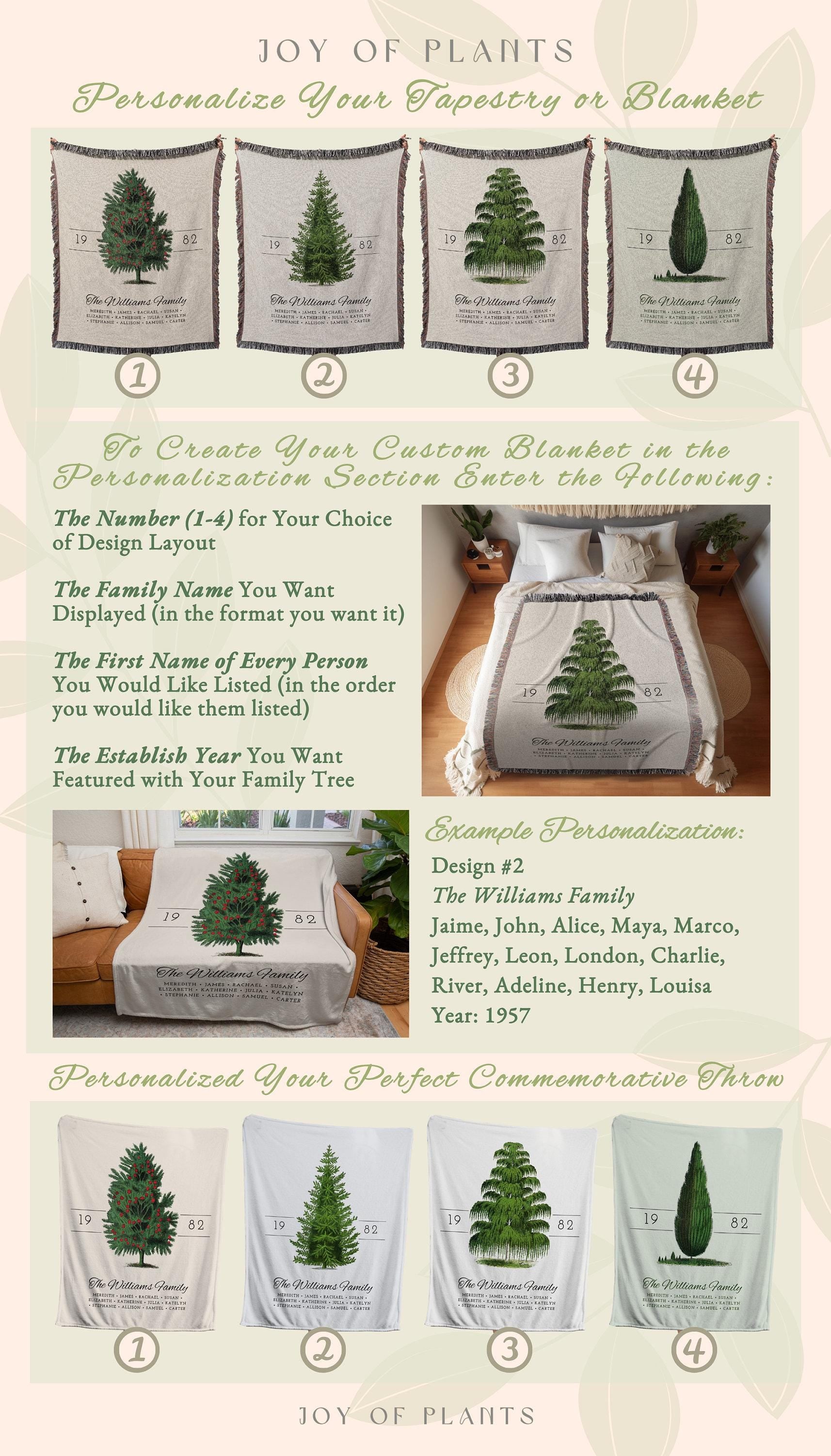 Custom Family Tree Throw Sentimental Keepsake Blanket Family Name Gift Personalized Tapestry Blanket with Names Thoughtful Gift for Mom Nana