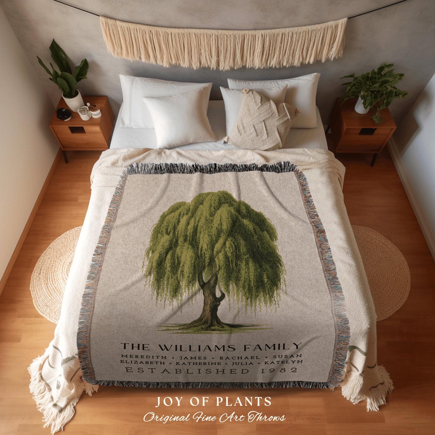 Custom Family Name Tapestry | Family Tree Gift Personalized Mother's Day Custom Blanket for Grandparents Sentimental Family Gift Custom Name