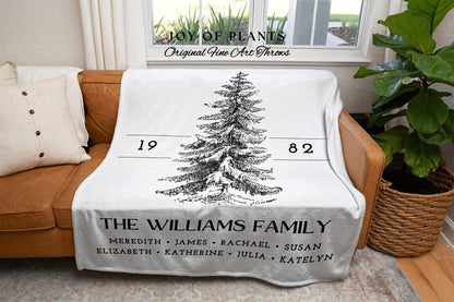 Vintage Family Tree Blanket | Christmas Gift Custom Family Tree Personalized Tapestry Meaningful Gift for Grandma Sentimental Family Gift |