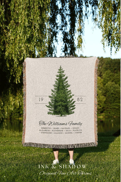 Family Tree Blanket Christmas Gift Custom Family Tree Personalized Tapestry Meaningful Gift for Grandparents Sentimental Family Name Blanket