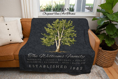 Custom Aspen Tree Family Blanket | Family Tree Personalized Mother's Day Gift Meaningful Custom Blanket for Grandma Sentimental Family Gift