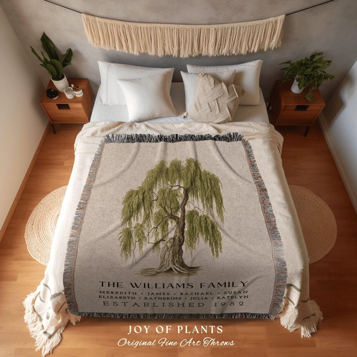 Willow Tree Blanket Personalized | Gift Custom Family Tree Personalized Mother's Day Gift Custom Blanket for Mom Sentimental Family Gift |