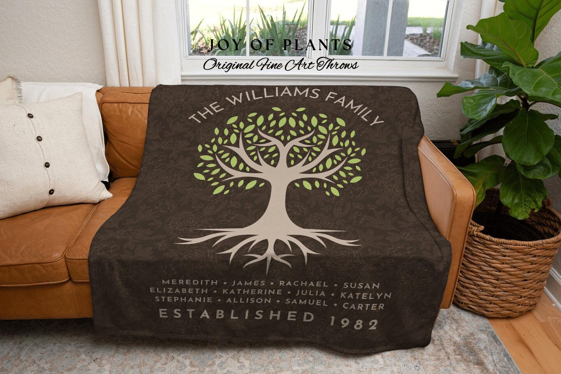 Sentimental Family Gift Custom Tree Blanket | Woven Tapestry Personalized Family Gift Meaningful | Thoughtful Gift for Grandma Personalized