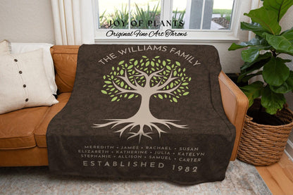 Sentimental Family Gift Custom Tree Blanket | Woven Tapestry Personalized Family Gift Meaningful | Thoughtful Gift for Grandma Personalized