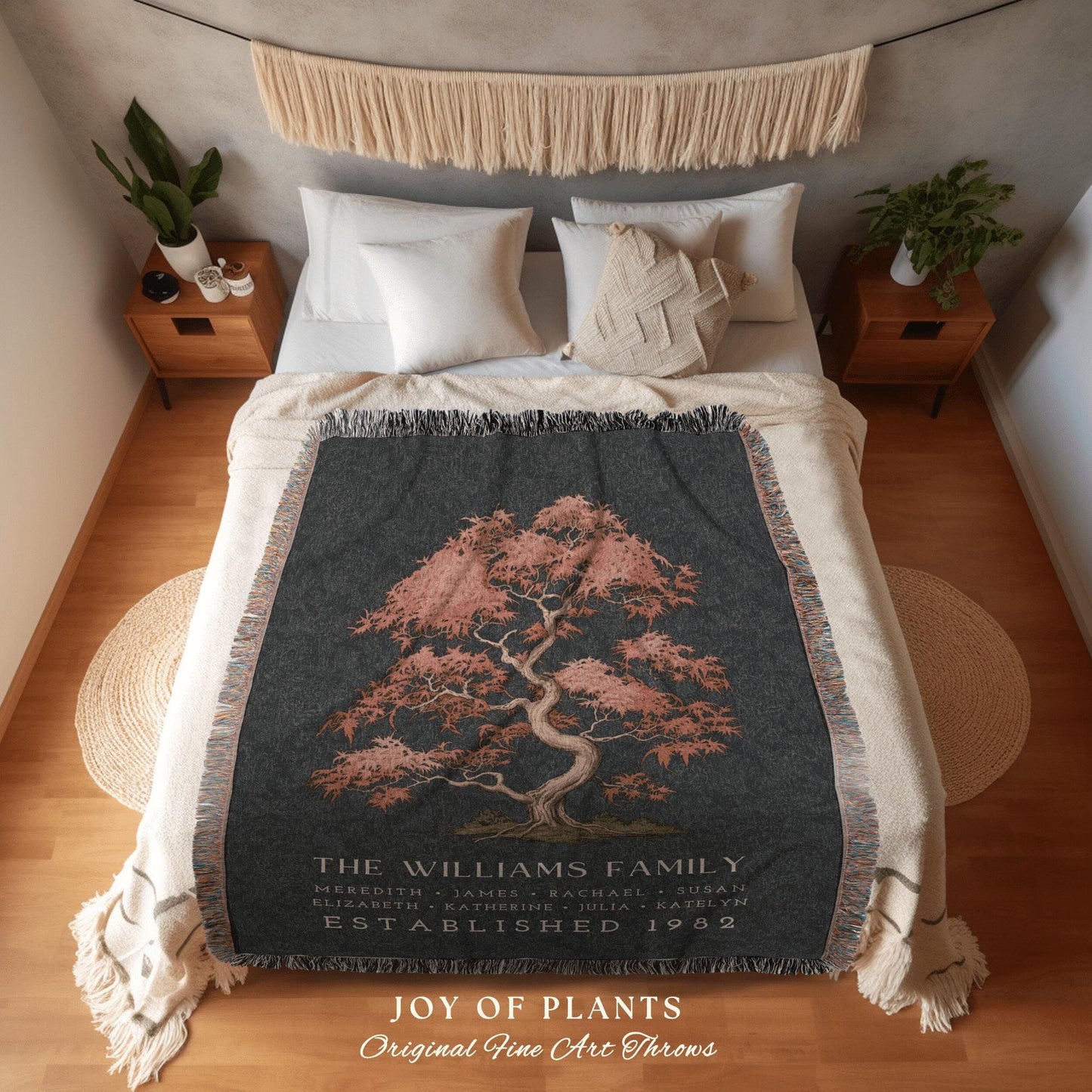 Meaningful Family Blanket Custom | Woven Tapestry Family Tree Personalized Mother's Day Gift Meaningful Custom Family Blanket Woven Tapestry